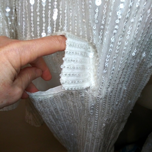 Boohoo White Sparkly Sequined Bridal/Special Occasion Coat Jacket - Picture 4 of 10